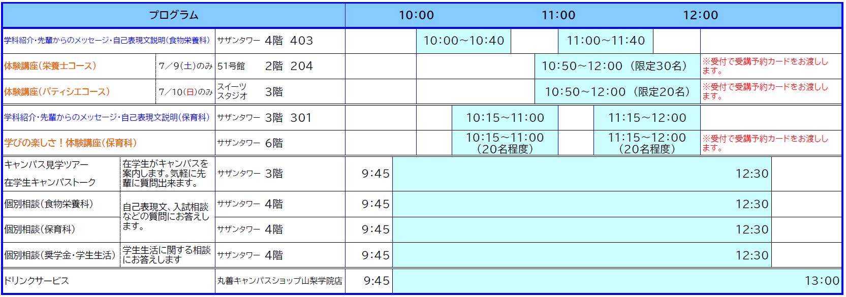 来校型タイムスケジュール